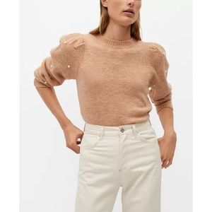 *NWT* Pearl Embroidery Applique Sweater in Camel